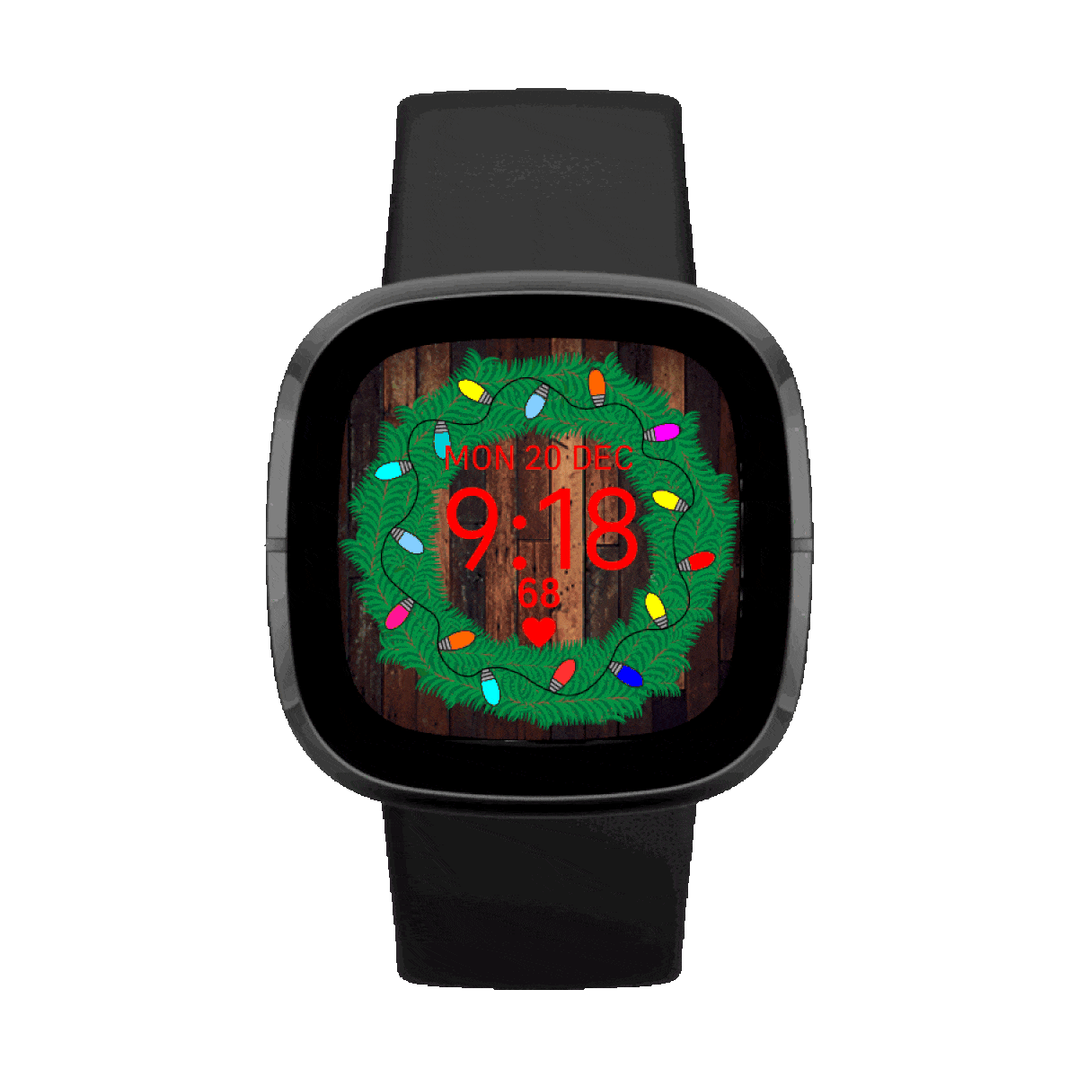 A flashing lighted Christmas wreath